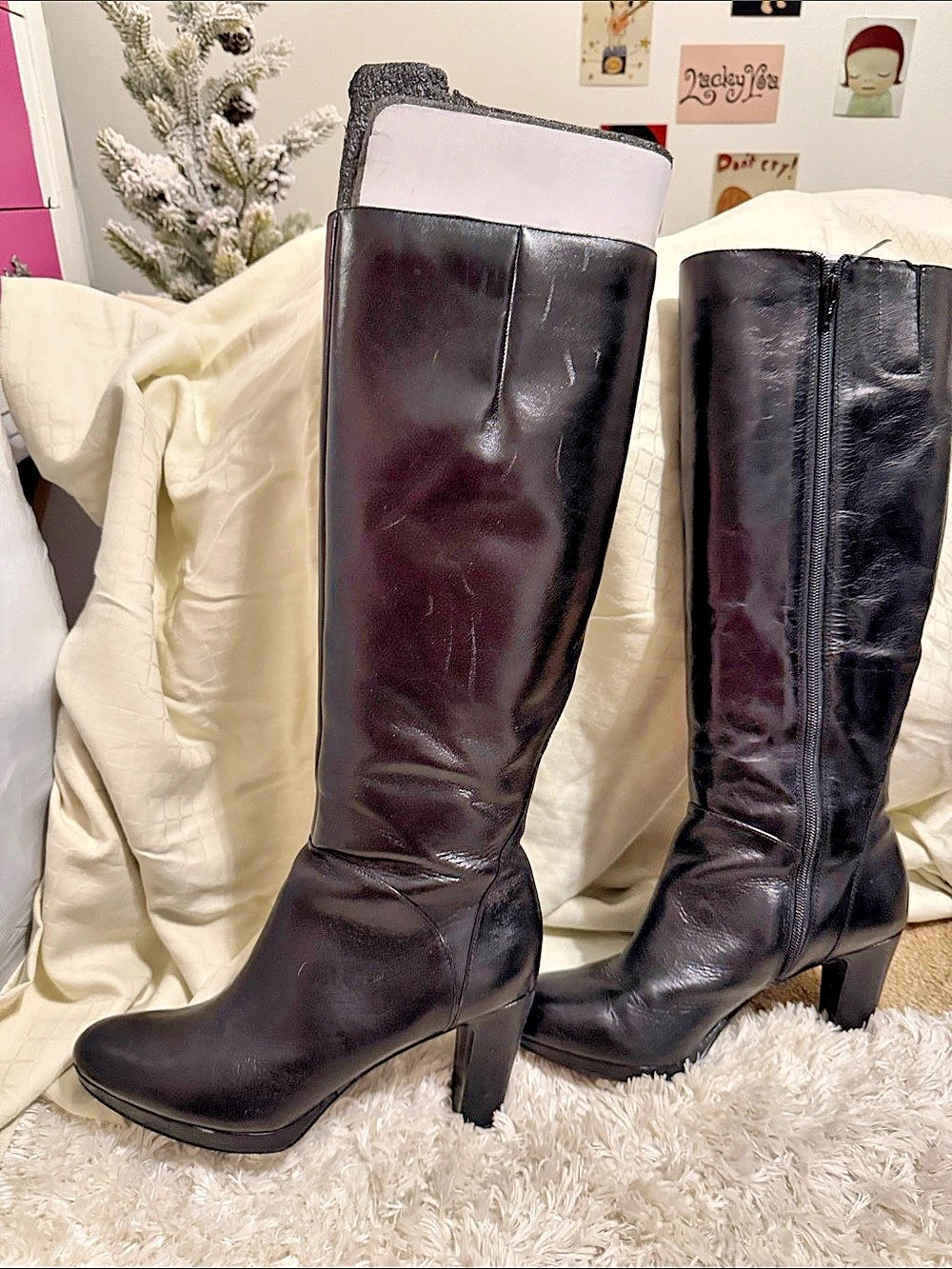 Nine West Black Heeled Tall Boots